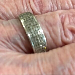 Silver 925 Band Ring with Diamond Accents